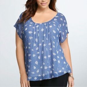 Torrid Scoop Neck Sheer Floral Tulip Back Blouse Size 2x